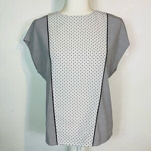 Express Women's Size XS Blouse Top Black White Dot Print Batwing Sleeve Work
